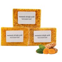 RDQCTQ 1pcs Turmeric Natural Bar Soap for Men, Lemon Kojic Acid Soap, Shower and Facial Soap -No Harsh Chemicals 100g