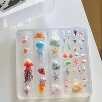 3D Ocean Series Silicone Nail Mold DIY Nail Art Decoration Jellyfish Starfish Shells Transparent Manicure Mold For Nails Crafts