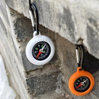 1/5Pcs Bushcraft Compass With Carabiner Hook Life Compass Silicone Camping Pocket Compass For Outdoor Activities