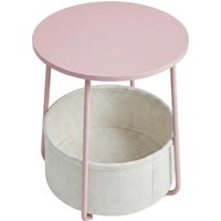 VASAGLE Side Table, Round End Table with Fabric Basket, for Living Room Bedroom, Bedside Table, Modern Style