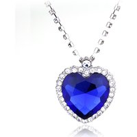 Titanic Ocean Heart Love Forever Necklace Heart Crown Crystal Charm Choker Pendant For Women Girls Valentine's Day Birthday Gift