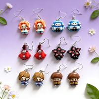 Cartoon Character Demogorgon Flower Resin Pendant Earrings Set - 3/6 Pairs Cosplay Jewelry Gift for Women