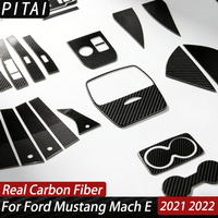 For Ford Mustang Mach E 2021 2022 Carbon Fiber Center Console Dashboard Air Vent Panel Trim Strips Car Accessories Sticker
