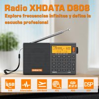 XHDATA D808 Tragbarer Multiband-Radioempfänger AM/FM/SW/MW SSB AIR RDS Stereo Sound Long Range Empfang wiederaufladbarer Akku