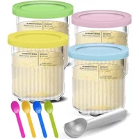 Cream Pints and Lids for Ninja Creamy Icecream Containers Cups Jars Tubs Compatible with NC501 NC500 Ice Cream Maker