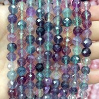 Natural Faceted Stone Purple Fluorite Round Spacer Beads For Jewelry Making DIY Bracelet Earrings Accessories 6 8 10MM