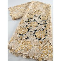 Nigerian Water Soluble Lace Fabric High Quality African Guipure Cord Lace Crystals for Women Wedding Party Dresses,2.5yardsY3925