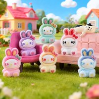 New Cute flocked gradient rabbit blind box accessory, trendy toy, blind box, blind bag, keychain, desktop birthday gift