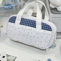 Multi-Function Plaid Polka Dot Pencil Case with Clear Itabag Handheld Pencil Pouch Multi-Compartment Large Capacity Pen Bag Gift