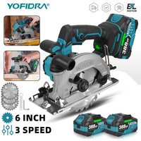 YOFIDRA 6 Zoll Bürstenlose Kreissäge Digitalanzeige 150mm Elektrische Kettensäge Holzbearbeitung Schneidwerkzeug Für Makita 18V Batterie Pin