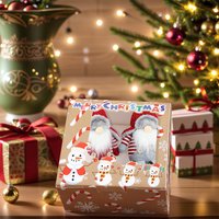 12PCS Christmas Cupcake Boxes with Ribbon & Card Xmas Gift Box (Candy Snowman)