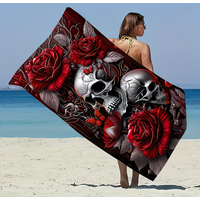 Skull Pattern Beach Towel, Suitable for Outdoor Beach, Seaside Swimming Pool Bathroom Camping Travel Multi-Purpose Beach Towel