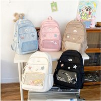 Japanese Cute Nylon Transparent Pain Bag Large Capacity Versatile Girl Student Backpack Shoulder Bag