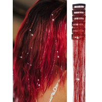 6 Pcs Royal Clip-In Hair Tinsel Synthetic Heat Resistant Glitter Fairy Hair Extensions Kit Clip for Women Girls Party Daily Use