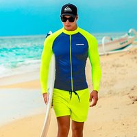 SAILBEE Men's UV Sun Protection Long Sleeve Rash Guard Wetsuit Swimsuit Top Diving Suit Men Split Long-Sleeved Trousers Sunscree