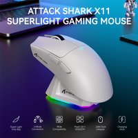 ATTACK SHARK X11 Leichte kabellose Gaming-Maus mit RGB-Hintergrundbeleuchtung, bis zu 22.000 DPI, optischer PAW3311-Sensor, HUYU-Switch