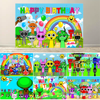 Hot Game Incredi Kids BOX-Sprunki Children Birthday Party Decoration Supplies Background Banner Baby Party Shoot Props Gifts