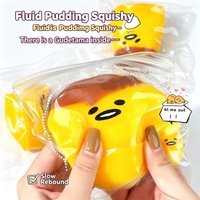 Squsihy Fluid Printed Caramel Pudding Squeeze Toy Egg-shaped Pudding Squishy Toy Cute Slow-Rebound Egg Stress Relief Fidget Toy
