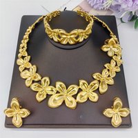 Luxury 18K Gold Plated Jewelry Sets Italy Dubai Necklace Earrings Bracelet Ring for Women Wedding Party Gift