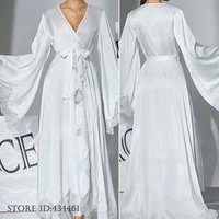 Elegant Bride Wedding Robe Dress Silk Satin Long Kimono Bathrobe Gown Spring Summer New Women's Sleepwear Nightgown Loose Pajama