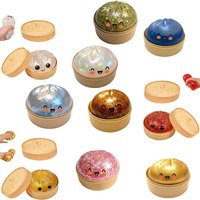 Sensory Squeeze Toy with Box Steamed Bun Dumplings Kawaii Blind Desk Fidget Toy Soft Stress-relieving Toy For Children Adults