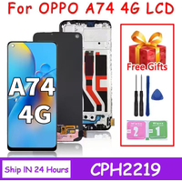 6.43" New AMOLED For OPPO A74 4G CPH2219 LCD Touch Screen Digitizer Assemby Replacement For OPPO A74 4G Display With Frame