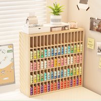 Wooden Art Marker Organizer Slanted Multi-Layer Kids Desk Storage for Colored Pencils Brushes & Stationery Store Display