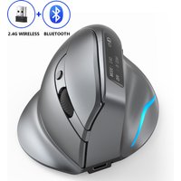 ZELOTES F-26C Desktop Upright Mouse Ergonomic 3200DPI 2.4G Bluetooth-Compatible 8 Buttons Rechargeable Vertical Gaming Mouse