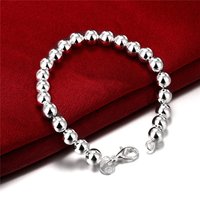 925 Sterling silver Bracelet fashion 4/6mm beads chain for men woman Wedding party Christmas Gift top quality Jewelry