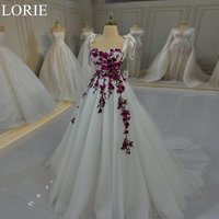 LORIE Elegant Tulle Wedding Dresses A-Line Spaghetti Strap Floral Appliques Pleated Bride Prom Gown 2025 Bridal Gowns Customized