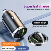Mini Hidden USB Fast Charger Car Charger Car Cigarette Lighter Type C Car Mobile Phone Charger Universal For IPhone Xiaomi Phone