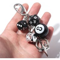Hiphop Black Dice Billiards Keychain Y2K Pink Lucky Dice Starburst Pendant Bag Charms Hangings Punk Cool Ornament Accessories