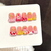 10PCS Duck Handmade Press On Nails,Sweet And Gentle Breeze,Suitable For Festivals Parties And Daily Wear.