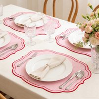 4PCS Thick Cotton and Linen Embroidered Placemats for Wedding Party Birthday Dinner Tea Towel Table Rustic Christmas Napkins