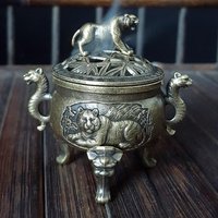❤️ Tiger Incense Burner Metal Small Incense Burner Ornaments With Handle Yoga Meditation Home Decoration Ancient Style