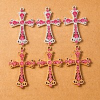 10pcs Luxury Crystal CZ Cross Charms Pendants for Necklace Earrings DIY Jewelry Making Accessories Supplies