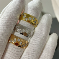925 Sterling Silver 18K Gold Plated CNC Fine Carving Honeycomb Style Zirconia Rings For Women And Men Fine Jewelry