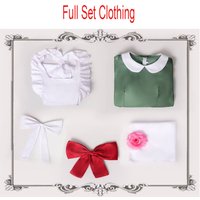 Axis Powers Hetalia Italy Maid Lolita Cosplay Costume | Cute Green Dress Apron Set with Hair Flower for Halloween Party suit