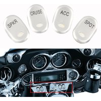 Motorcycle Brushed Panel Switch Button Covers Cap Silver 4pcs For Harley Davidson Touring Road Electra Glide FLHT FLTR FLHX New