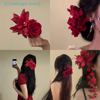 Red Lily Of The Valley Lily Tassels Hairpins Flower Petal Duckbill Hairgrip Simulation Flower Headdress Accessory【AliS8】