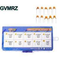 10Values monolithic ceramic capacitor 0.1UF-10UF kit 0.15UF 0..22UF 0.33UF 0.47UF 0.68UF 1UF 2.2UF 4.7UF each 50PCS