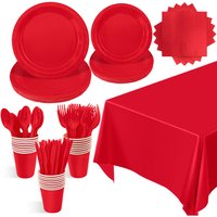 Pure Red Theme Birthday Super Girl Decor Party Disposable Tableware Tissues Cups Plates Tablecloths Knives Forks