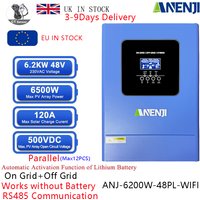 ANENJI 6.2KW Parallel 48V Hybrid Solar Inverter 220VAC Off Grid Tie Pure Sine MPPT Solar Charger PV 500VDC with WIFI CT Sensor