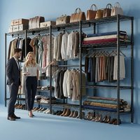 Freestanding Clothing Rack Heavy Duty Metal Garment Rack, 4-Tier 4-Column Modular Closet Organizer, Extra Large Wardrobe Storage