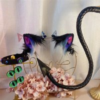 New Devil Demon Cat Fox Ears Hairhoop Wings Eyes Tail Earrings Necklace Animal Cosplay Headwear Simulation Costume Accessories