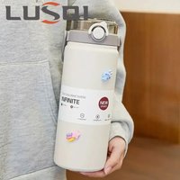 LUSQI 1000/1200ml Water Bottle Large Capacity 316 Stainless Steel Thermos With Handle&Straw For Outdoor