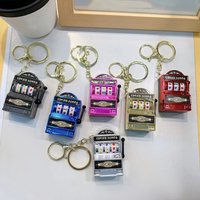 FTCY Mini Fruit Slot Machine Keychain For Women Men Funny Lucky Jackpot Keyrings Adult Gift Wholesale