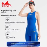 YINGFA FINA Approved Women One Piece Knee Length Swimwear Professional Competitive Racing Training Swimsuit for Girls