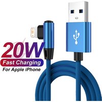 90 Degree Elbow Fast Charging Cable for iPhone 11 12 mini 13 Pro 14 Plus XS Max X XR 6 6S 7 8 Gaming USB Charger Cable 1m 2m 3m