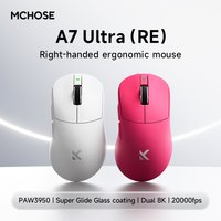 MCHOSE A7 Ultra RE Gaming Mouse 8000Hz Taxa de pesquisa Design ergonômico 20000fps 42000DPI 750IPS Super Glide Coating 500mAh Ba